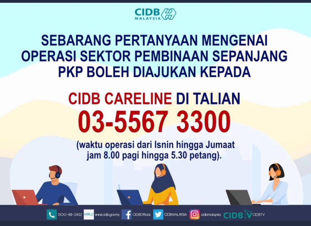 SOP pembinaan sepanjang PKP, CIDB Careline